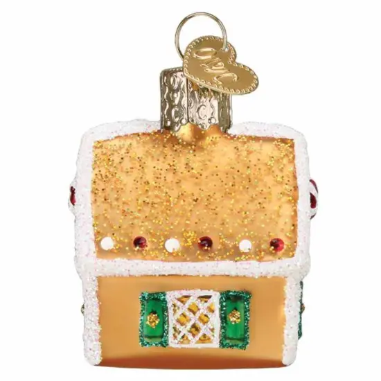 Old World Christmas 2.0 Inch Mini Gingerbread House Tree Ornament , Gumdrops Collection Candy Gold {2}