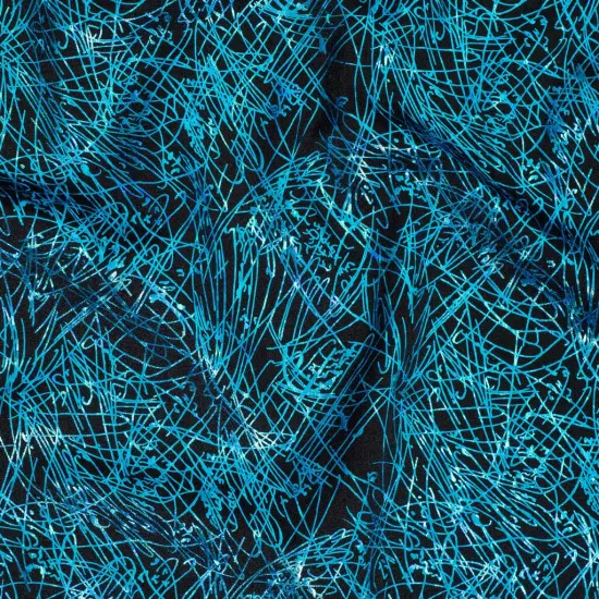 1 Yard Nylon Spandex Fabric with Dancing Splash Hologram Foil 58/60 Inch Width Black Red {4}