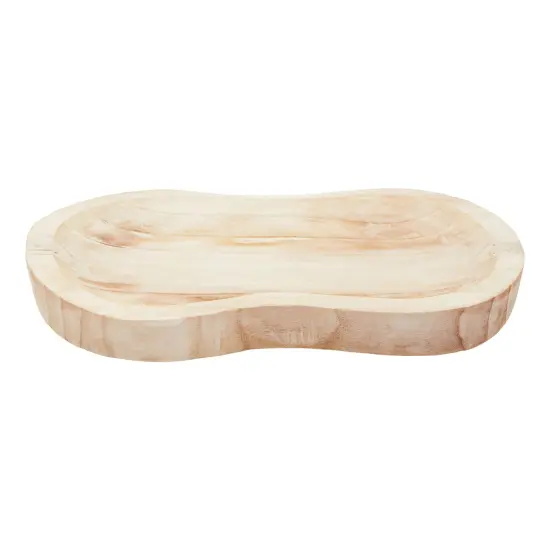 Handmade Wooden Dough Bowls for Decor, 8-Shaped Paulownia Wood Centerpiece (11 x 16 In) Brown {5}