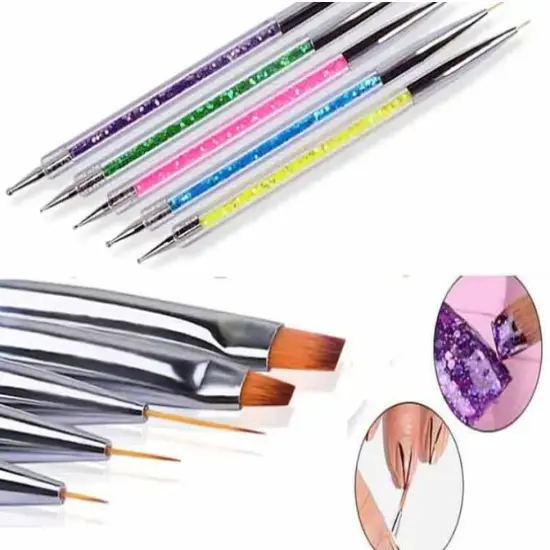 Art Brushes 5 Pcs Double Ended Fine Nail Liner Brush Dotting Pen {3}