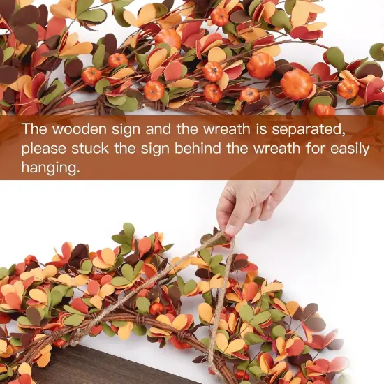Fall Wreath 20'' Autumn Front Door (Orange) {4}