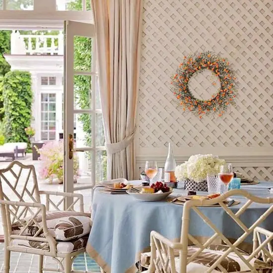 20" Berry Vine Fall Wreath with Branch and Leaves {5}