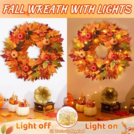 Autumn Wreath with Pumpkins Pinecones {3}