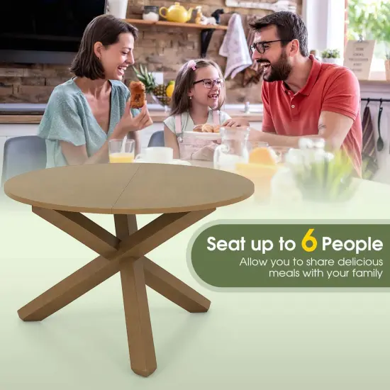 Costway 47" Round Dining Table with Solid Acacia Wood Legs for 4-6 Person for Kitchen {5}