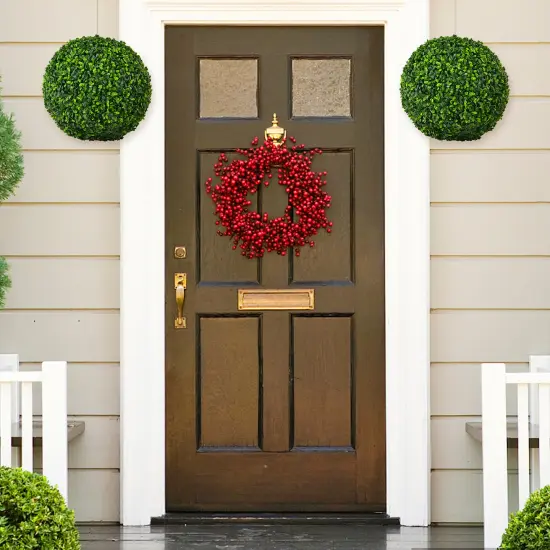 Costway 2 PCS 15.7'' Artificial Boxwood Topiary Balls UV Protected Indoor Outdoor {4}