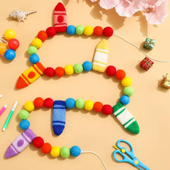 Pre-Strung Crayon Felt Banner Flags {3}