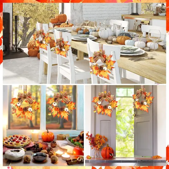 4 Pieces 9" Mini Fall Wreath - Maple Style {3}
