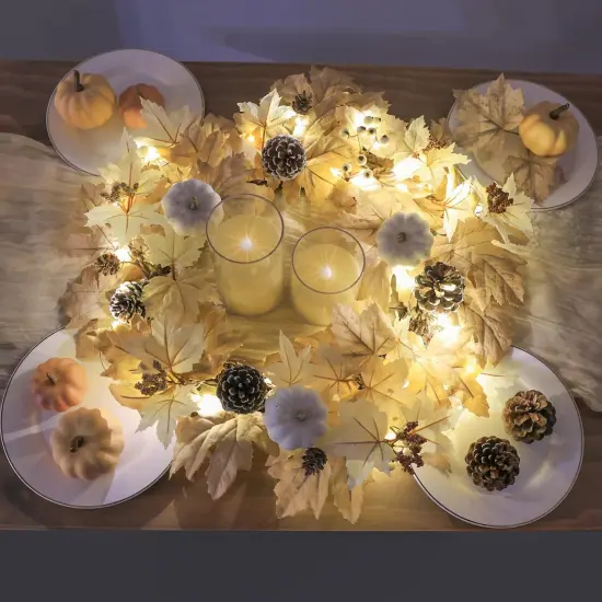 Fall Wreath with Lights 22 Inch {2}