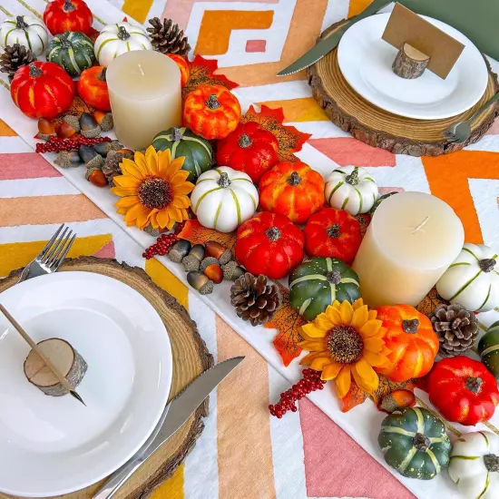 24 Pcs Assorted Small Rustic Harvest Artificial Pumpkins {2}