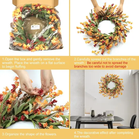 24 Inch Fall Wreath (Red Orange Yellow) {4}
