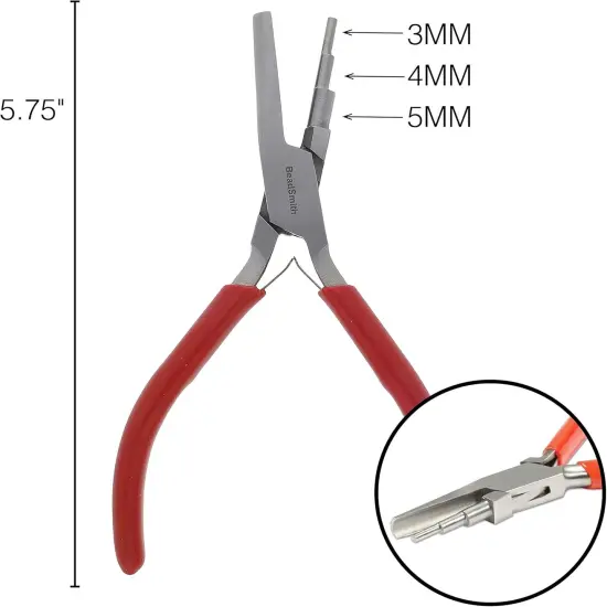 The Beadsmith 3-Step Round/Concave (Hollow) Pliers &ndash; Creates 3-4-5mm Loops &ndash; Wire Looping and Wire Bending Plier &ndash; 6 inches &ndash; Steel Head & Double Leaf Springs &ndash; Tool for Jewelry Making {3}