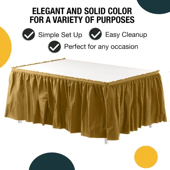 Ruffle Disposable Table Skirt 14 Ft Long Pleated Table Skirts with Adhesive Strip &ndash; Fits 6ft+ Rectangle or Round Tables &ndash; Ideal for Birthday Parties, Gender Reveal, Baby Showers & Event Decorations 6 pack by Exquisite Gold {2}