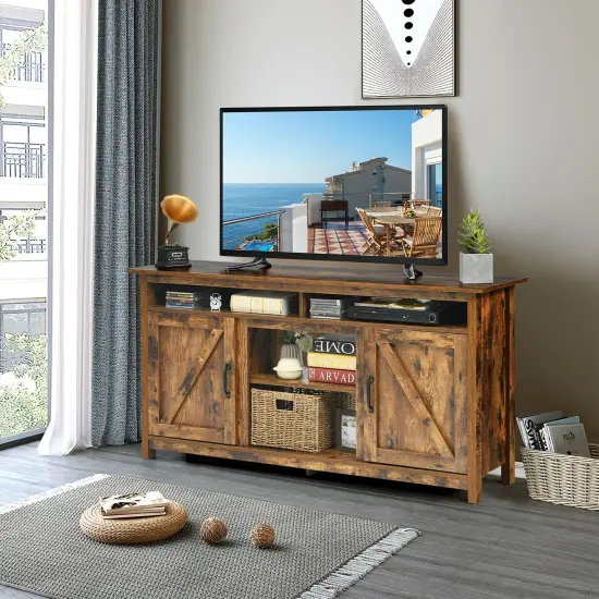 Costway 60''Industrial TV Stand Entertainment Console Center w/ Shelve & Cabinet {3}