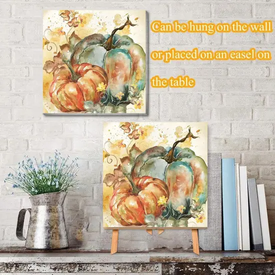 Fall Pumpkin Paint by Numbers Kit for Adults with Framed {3}