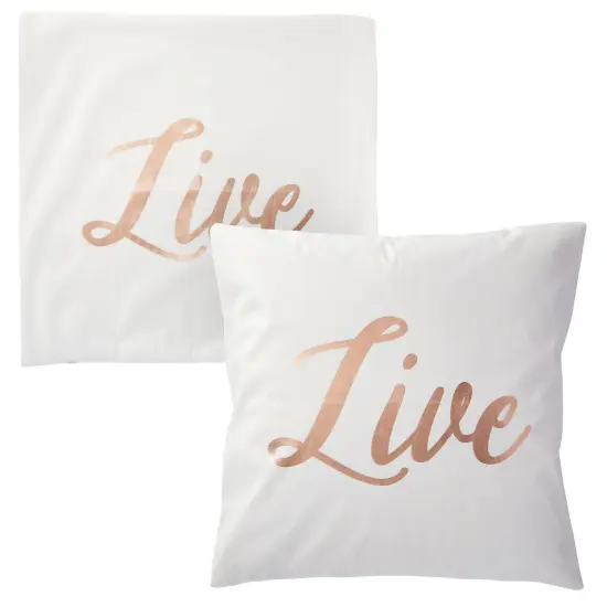Set of 4 Rose Gold Throw Pillow Covers, Live Laugh Love Dream Decorative Cases for Home Decor, Living Room (20x20 In) White {5}