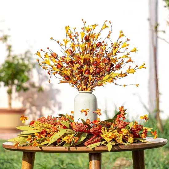 12 Pack Fall Leaves Stems for Table Decoration {3}