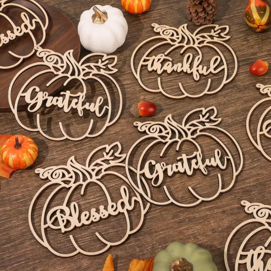 24Pcs Thanksgiving Cutout Wood Sign Wooden Plate Decor {3}