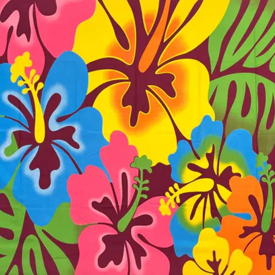 41" L x 68" W Hibiscus Airbrush Flower Sarong Polyester Fabric Red {2}