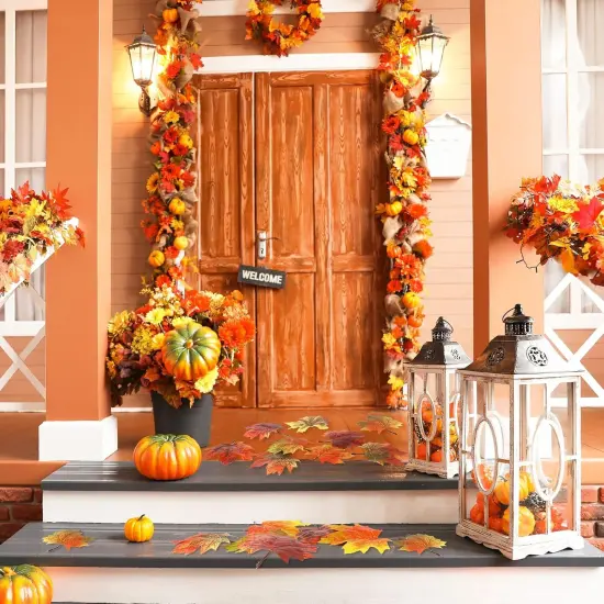 5.5 Inch - 72Pcs Fall Artificial Maple Leaves Table Autumn Decoration - 6 Styles {5}