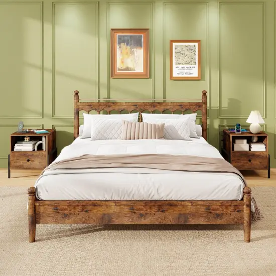 Costway Set of 1/2 Nightstand with Charging Station Bedside Table with Storage Shelf Side Table {5}