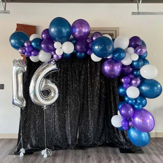50PCS Blue Purple and Silver Balloons,12 inch Blue Purple - Blue Purple Silver {3}