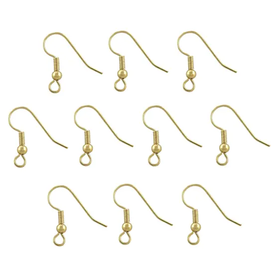 JewelrySupply French Hook Wire with Bead & Spring Gold Plated (10-Pcs) {1}