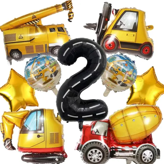 Construction Truck Balloons Party Supplies for Boys 2nd Birthday {1}