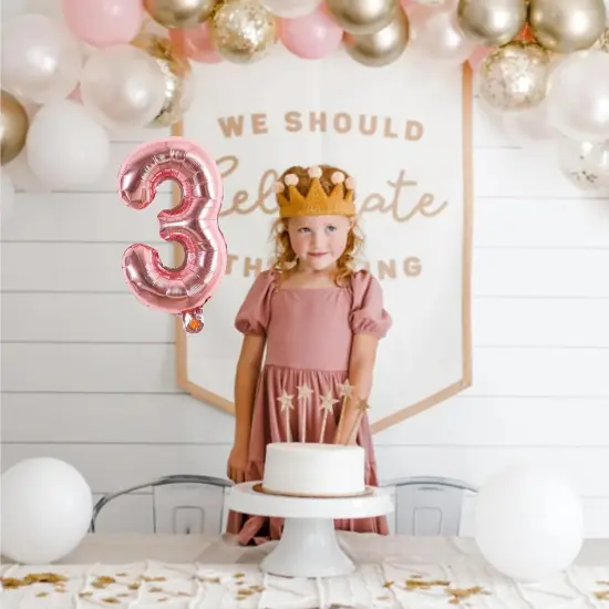 Number Balloons 16 Inch Rose Gold 0-9 Number {3}
