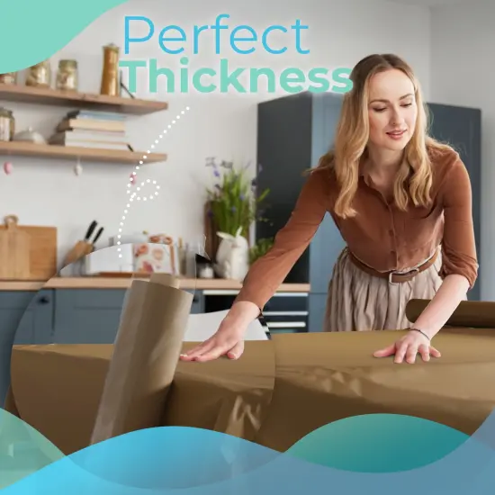 Exquisite Plastic Table Cover Roll &ndash; 40" x 300' Disposable Tablecloth Roll &ndash; Premium Thick 0.5 MIL Plastic Banquet Roll &ndash; Party Table Cover Roll for Events & Catering Gold {3}