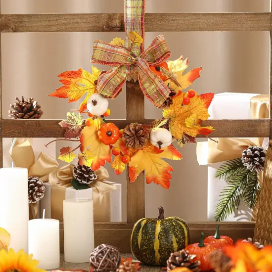 4 Pieces 9" Mini Fall Wreath - Maple Style {4}