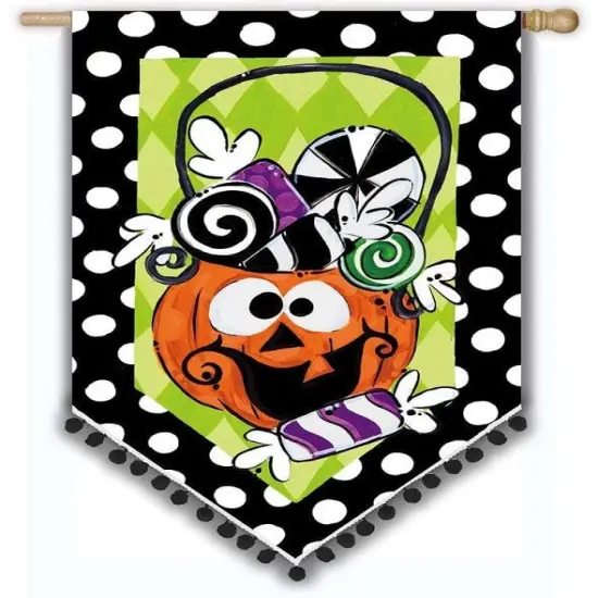 Halloween Candy Jack Flag 2 Sided House Banner Tom Tom {1}