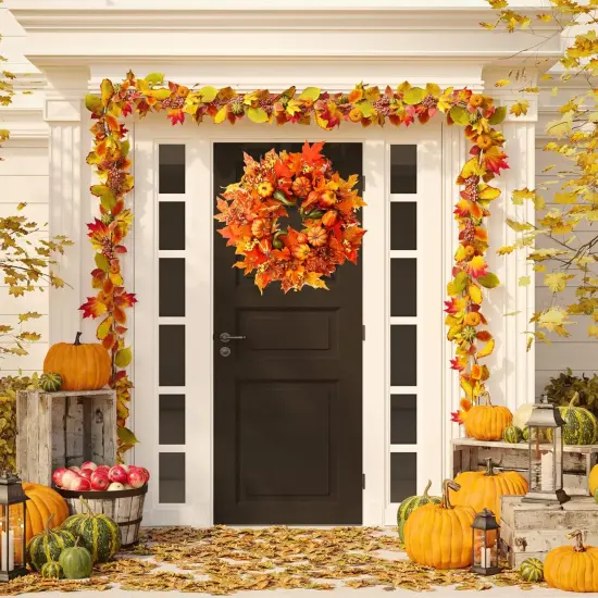 24 Inch Fall Wreaths for Front Door Outside {2}