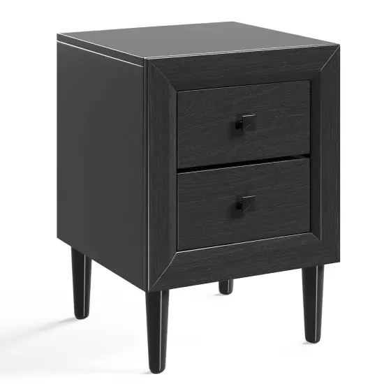 Costway Nightstand End Bedside Coffee Table Wooden Leg Storage Drawers Black\Grey {1}