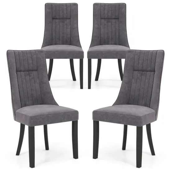 Costway Channel Tufted Dining Chairs Set of 2/4 with High Backrest Rubber Wood Legs Modern {8}