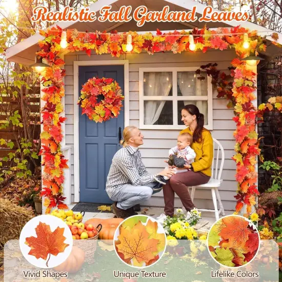 4 Pack Autumn Garland Leaves Fake Vines - Multicolor {2}