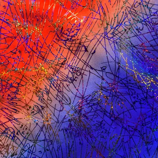 1 Yard Hologram Multi Dancing Splash Polyester Spandex Fabric 56/57 Inch Width Brown {4}