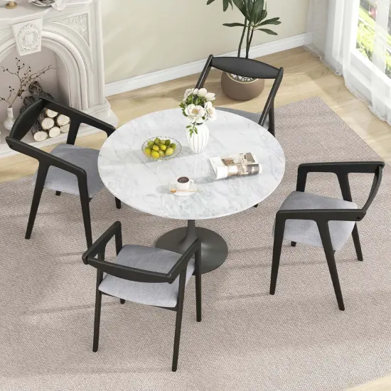 Costway Wooden Dining Chair Set of 2 with Rubber Wood Frame Armrests Padded Cushion {5}