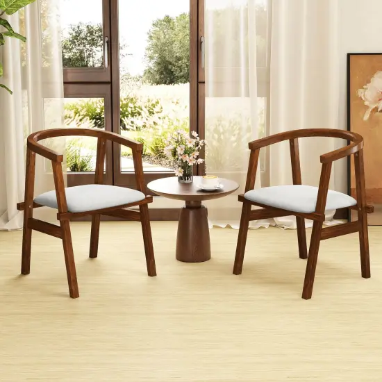 Costway Wooden Dining Chairs Set of 2/4 with Wrap-around Armrest & Padded Seat for Kitchen {4}