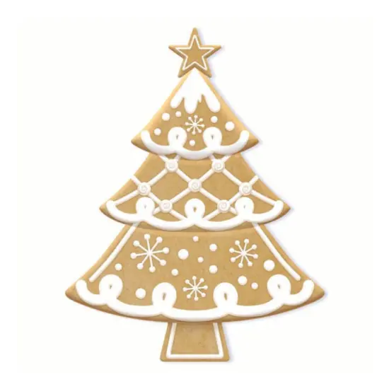 Metal Gingerbread Tree Sign &ndash; 12.5" Embossed Christmas Decor with Icing Details-MD1661H6 {1}