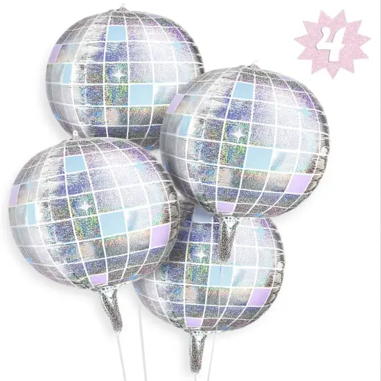 Iridescent Disco Ball Foil Balloons - 4 {1}