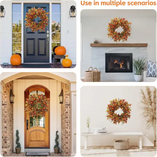 22 inch Artificial Fall Wreaths for Front Door {5}
