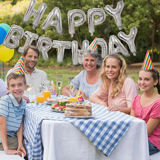 Silver Happy Birthday Balloons {4}