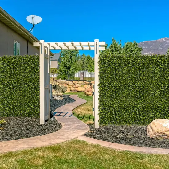 Costway 12 PCS 20" x 20" Artificial Hedge Boxwood Panels with Realistic Undulant surface {4}
