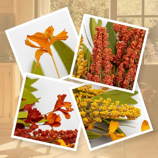 Fall Wreath Orange Yellow Sorghum Ear and Wildflower {5}