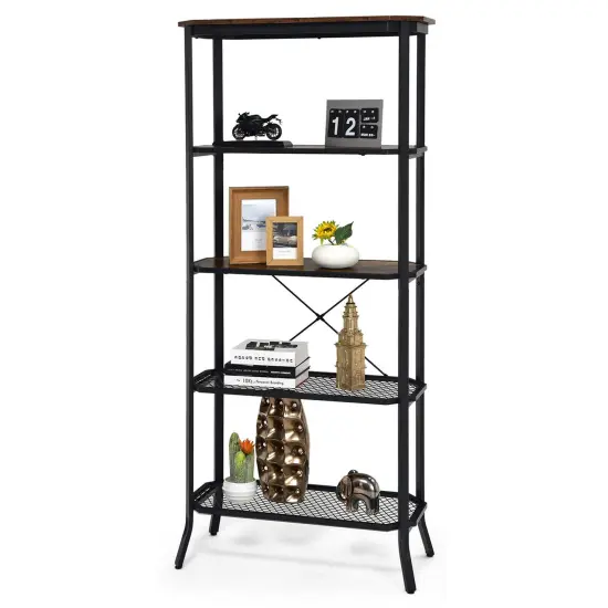 Costway 5 Tier Bookshelf Standing Storage Shelf Unit for Kitchen Living Room Office {1}