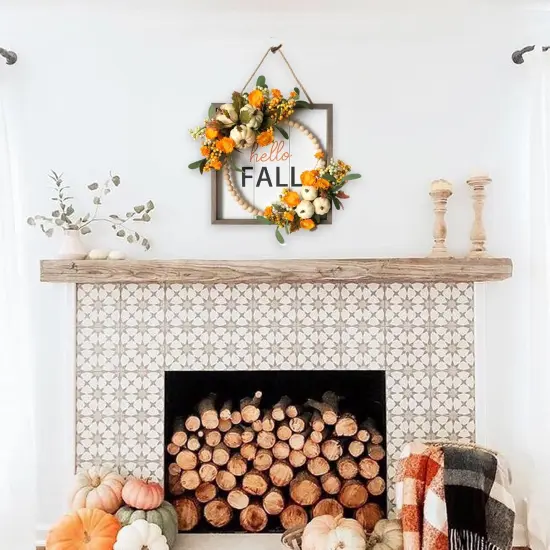 12&rsquo;&rsquo; Artificial Fall Wreath - White {5}