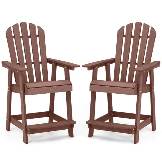 Costway 1/2/4 PCS Bar Stool HDPE Patio Chair with Armrest Footrest Home Indoor Outdoor Brown {1}