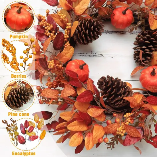 26 Inch Large Fall Wreaths for Front Door {3}