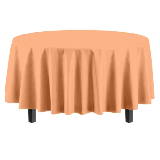 Exquisite Disposable Round Plastic Tablecloths &ndash; 6 Pack 84" Disposable Table Cloths &ndash; Indoor/Outdoor Party Tablecloth &ndash; Round Plastic Table Cover for Events & Party Supplies Peach {6}