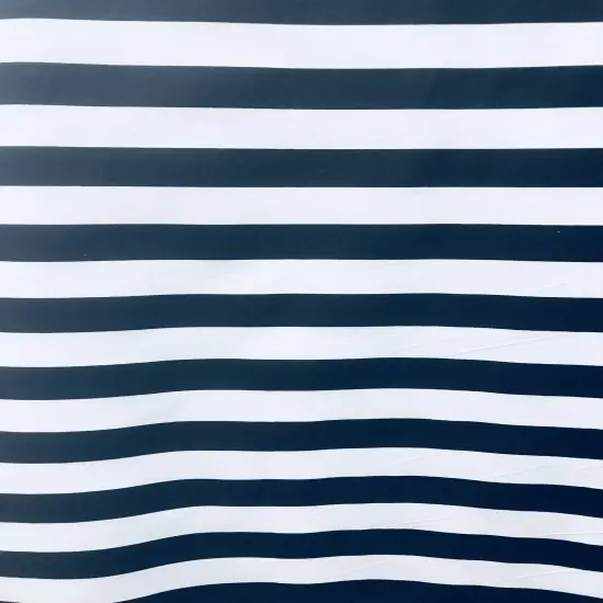 1 Yard Navy And White 1 Inch Horizontal Stripe Poly Cotton Fabric 59/60 Inch Wide {1}
